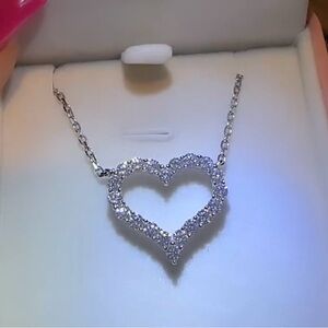Elegant Silver Heart Moissanite Necklace